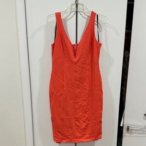 Bebe peach/orange v-neck dress